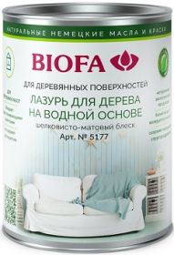 Лазурь для Дерева на Водной Основе Biofa 5177 1л Белая, Шелковисто-Матовый Блеск / Биофа 5177.