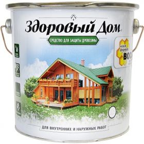 Средство для Защиты Древесины Здоровый Дом 2.7л Орегон, Алкидная для Внутренних и Наружных Работ.