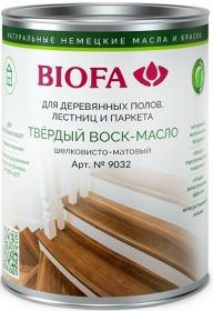 Твердый Воск-Масло Профессиональный Biofa 9032 0.4л Шелковисто-Матовый для Внутренних Работ / Биофа 9032.