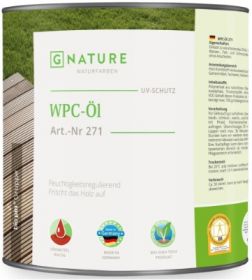Масло для Террас, Настилов, Бань из ДПК Gnature 271 WPC-Ol 2.5л Бесцветное, Шелковисто-Матовое.