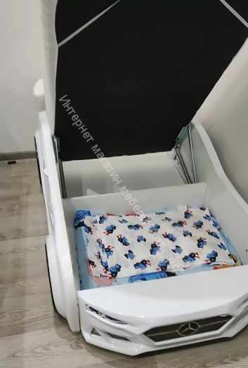 Кровать-Машинка Baby-M 150*70 см с подъёмным механизмом + ящик + Орто Матрас, желтая