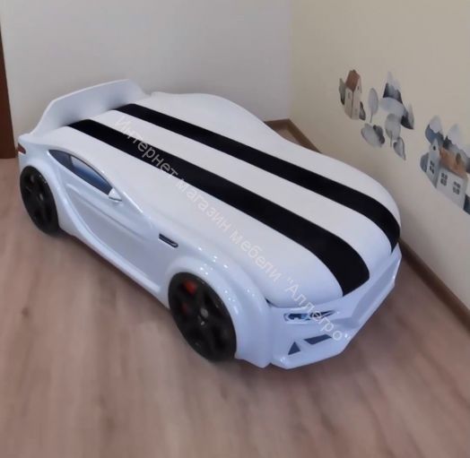 Кровать-Машинка Baby-M 150*70 см с подъёмным механизмом + ящик + Орто Матрас, желтая