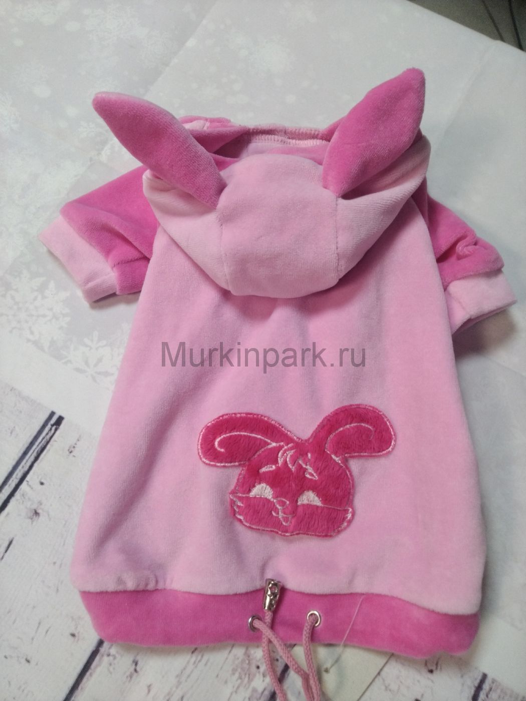 Толстовка "Зайка" велюр розовая