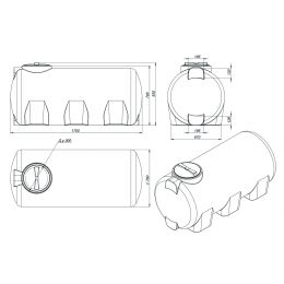 Чертеж. Емкость H 750 литров пластиковая