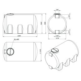 Чертеж. Емкость H 3000 литров пластиковая