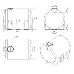 Чертеж. Емкость H 5000 литров с откидной крышкой