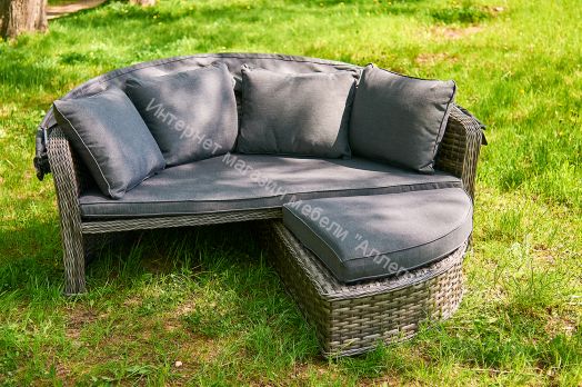 Диван-трансформер Violetta (шезлонг-трансформер) с подушками ротанг искусственный, Серый