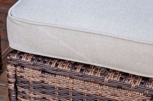 Комплект ZORRO (диваны + пуфы + стол со стеклом) с подушками, ротанг искусственный, Коричневый