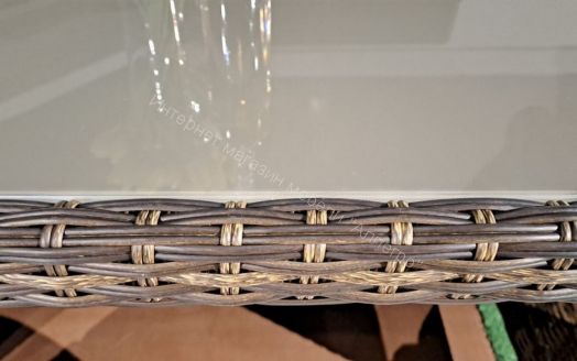 Комплект ZORRO (диваны + пуфы + стол со стеклом) с подушками, ротанг искусственный, Коричневый