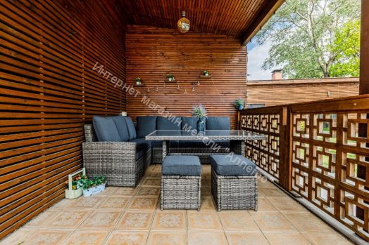 Комплект ZORRO (диваны + пуфы + стол со стеклом) с подушками, ротанг искусственный, Серый