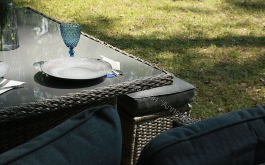 Комплект ZORRO (диваны + пуфы + стол со стеклом) с подушками, ротанг искусственный, Серый