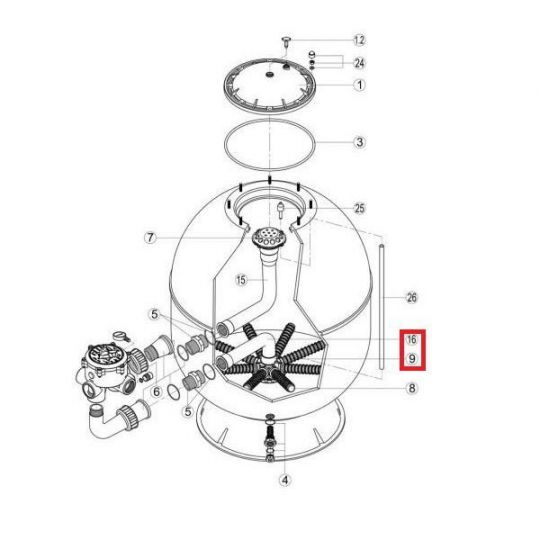 Коллектор с коленом Hayward S360SLE (RRFI0016.04R, RFD0310.72R)