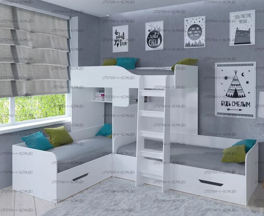 Кровать трехъярусная Трио, любые цвета