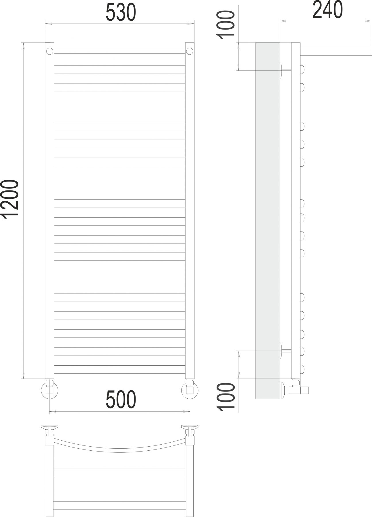 Полотенцесушитель водяной TERMINUS Енисей с полкой П15 50х120 схема 4