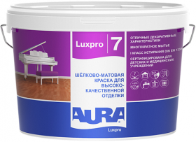 Краска для Стен и Потолков Aura Luxpro 7 9л Белая, Моющаяся, Шелково-Матовая для Высококачественной Отделки / Аура Люкспро 7