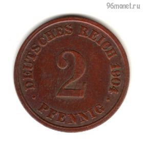 Германия 2 пфеннига 1904 D
