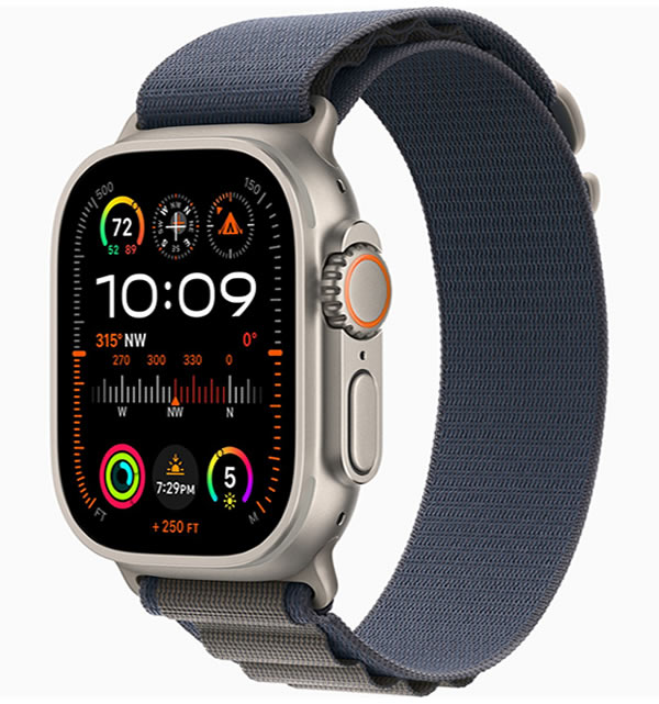 Apple Watch Ultra 2 49mm Titanium Case with Blue Alpine Loop