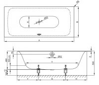 Прямоугольная встраиваемая ванна Bette Lux 3442 190х90 схема 2