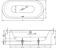 Овальная отдельностоящая ванна Bette Lux Oval 3467 190х90 схема 2