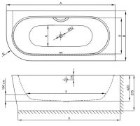 Прямоугольная ванна уголового монтажа Bette Starlet V Silhouette 6690 CELVK правая 175х80 схема 3