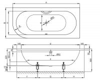 Прямоугольная ванна уголового монтажа Bette Starlet V 6690 правая 175х80 схема 2