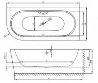 Прямоугольная ванна уголового монтажа Bette Starlet V Silhouette 6720 CELVK правая 195х95 схема 3