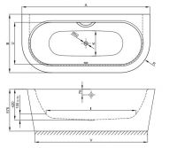Прямоугольная ванна пристенного монтажа Bette Starlet I Silhouette 8300 CWVVK 165х75 схема 3
