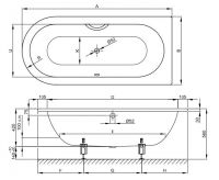 Прямоугольная ванна пристенного монтажа Bette Starlet II 8340 175х80 схема 2