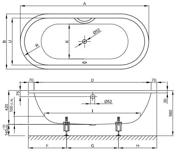 Овальная встраиваемая ванна Bette Starlet Flair Oval 8775 188х88 ФОТО