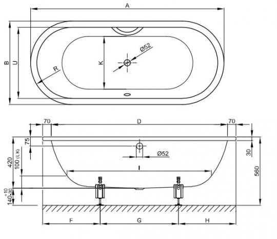 Овальная встраиваемая ванна Bette Starlet Flair Oval 8775 188х88 ФОТО