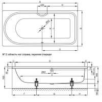 Прямоугольная встраиваемая ванна Bette Ocean Low-Line 8842 150х70 левосторонняя схема 2
