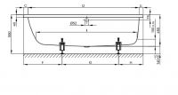 Стальная ванна Bette Ocean 8855 170x75 см с ножками перелив спереди с шумоизоляцией схема 3