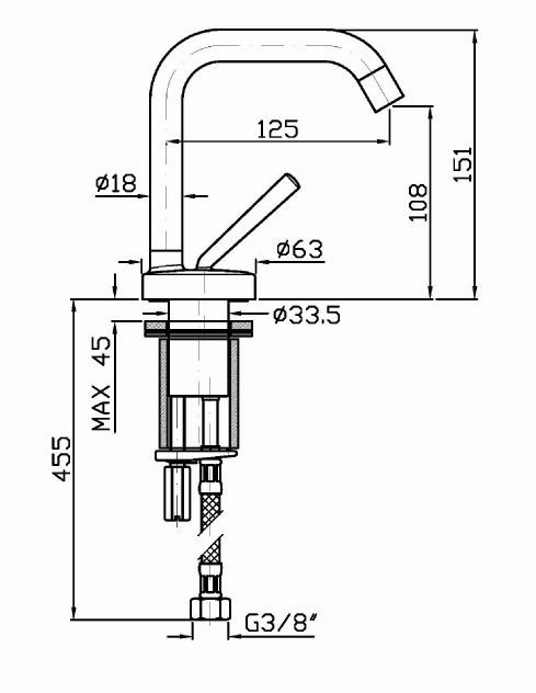 Смеситель Zucchetti Isystick для раковины ZP1195 схема 1