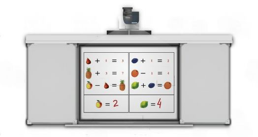 Рельсовая система для интерактивной панели, комби чёрная (боковые: мел, центр: маркер)