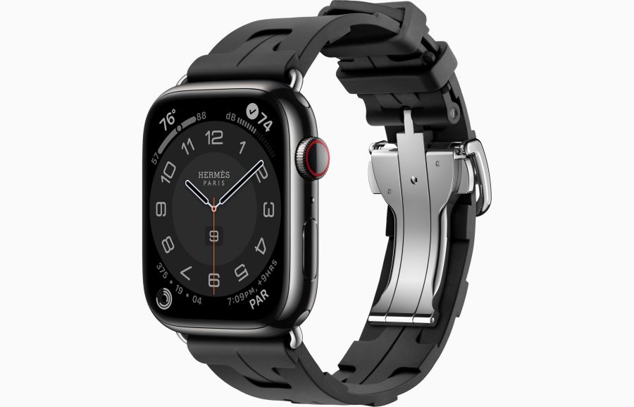 Apple Watch Hermès Series 8 45mm Space Black Stainless Steel Case with Kilim Single Tour Noir