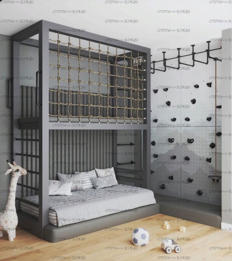 Кровать двухъярусная домик Fantasy Sky №3 с мягкими панелями