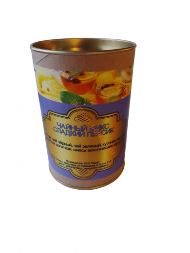 Чай Сладкий персик (микс зелёный и чёрный), тубус