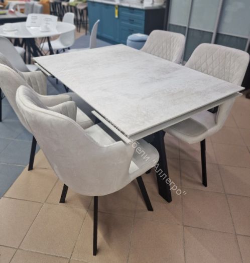 Стол Dikline DM120 Хромикс белый/опоры черные