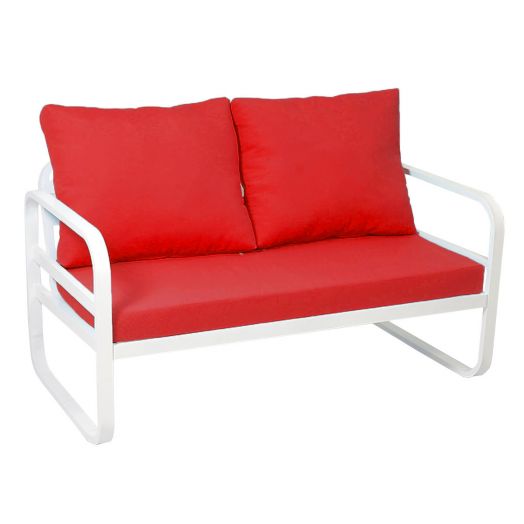 Диван SANTORINI 2-местный с комплектом подушек (белый металлокаркас)
