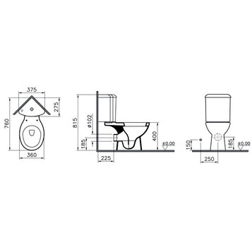 Унитаз-компакт напольный угловой 9754B003-7201 VITRA Arkitekt схема 4