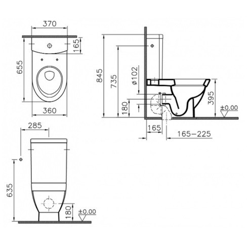 Унитаз-компакт напольный 9730B003-1165 VITRA Form 500 схема 4