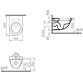 Унитаз подвесной 4305B003-0850 VITRA Form 500 с функцией биде схема 4