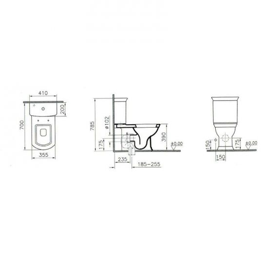 Унитаз-компакт VITRA Serenada 9722B003-7200 с функцией биде схема 4