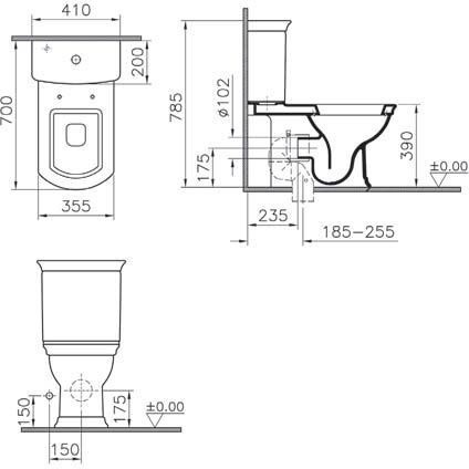 Унитаз-компакт VITRA Serenada 9722B003-7202 схема 3