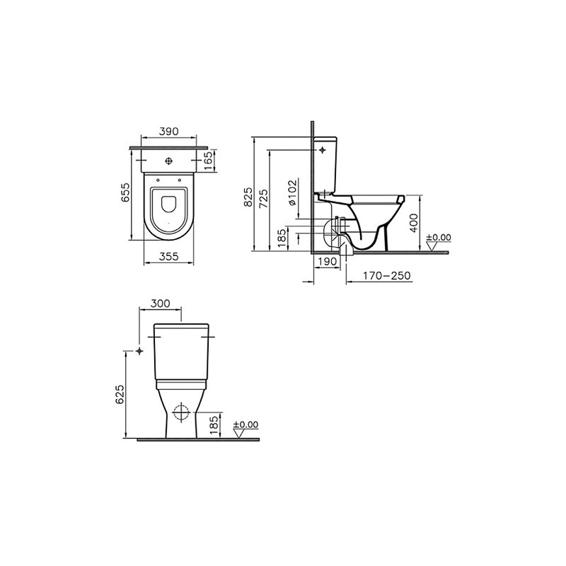 Унитаз-компакт напольный 9736B003-7203 VITRA S50 с функцией биде схема 4