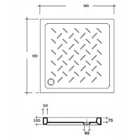 Керамический душевой поддон RGW CER CR 90x90 19170199 схема 4