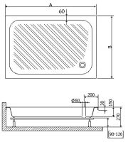 Акриловый поддон для душа RGW Acrylic B/CL-S 100x80 16180280-51 схема 5