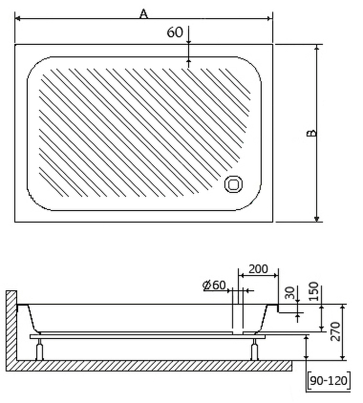 Акриловый поддон для душа RGW Acrylic B/CL-S 100x80 16180280-51 схема 5