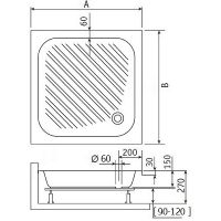 Акриловый поддон для душа RGW Acrylic B/CL-S-A 90x90 16180199-51-A схема 3