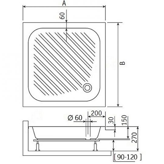 Акриловый поддон для душа RGW Acrylic B/CL-S-A 90x90 16180199-51-A ФОТО